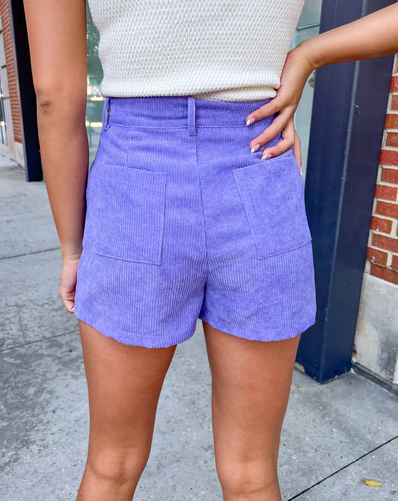 Purple Corduroy Shorts