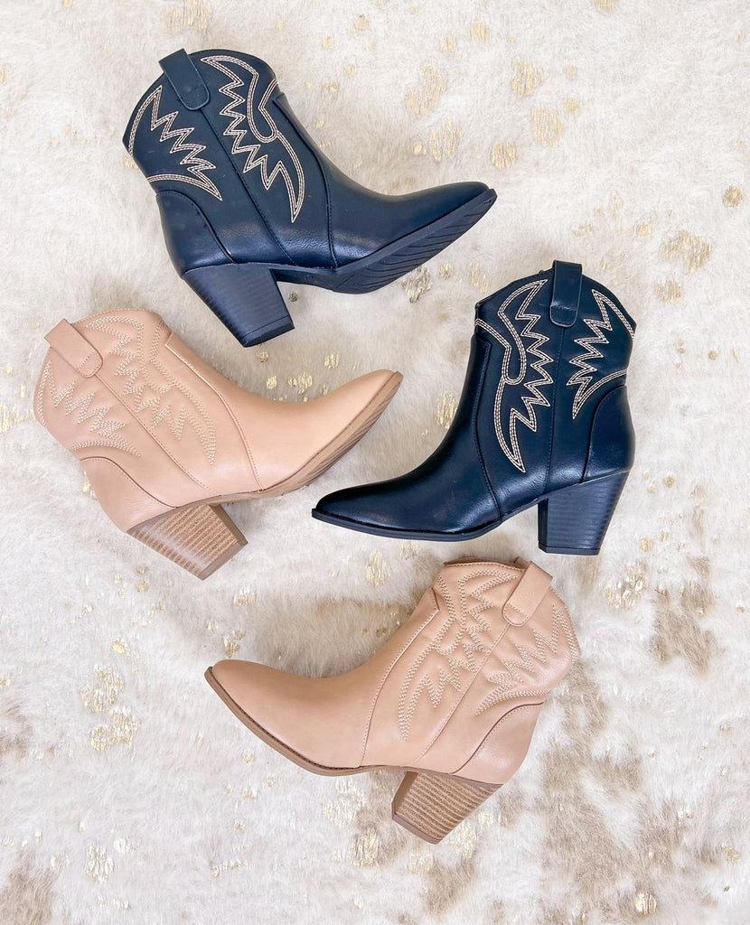 tan and black western booties, womens cowboy boots