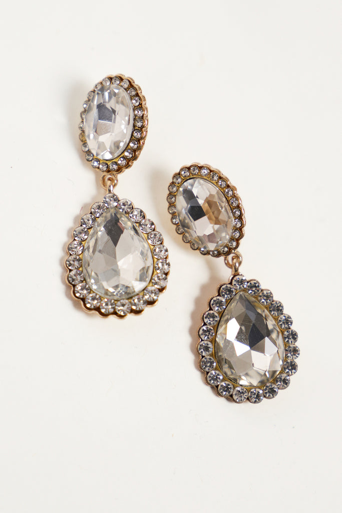 Gold Gemstone Dangle Earrings 