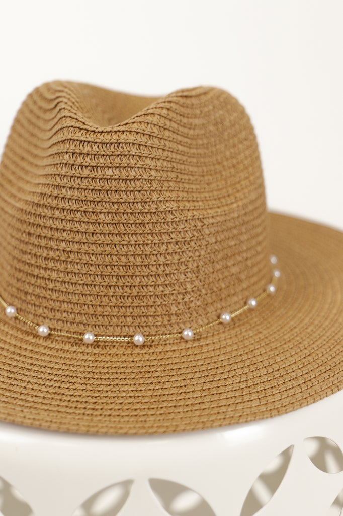 Khaki Pearl Chain Hat