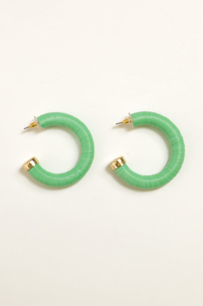 Green Hoop Earrings 